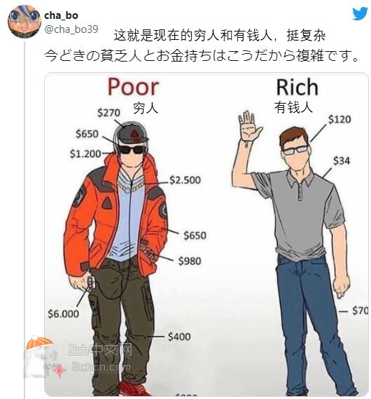 2ch：有钱人和穷人穿的衣服，差距一目了然