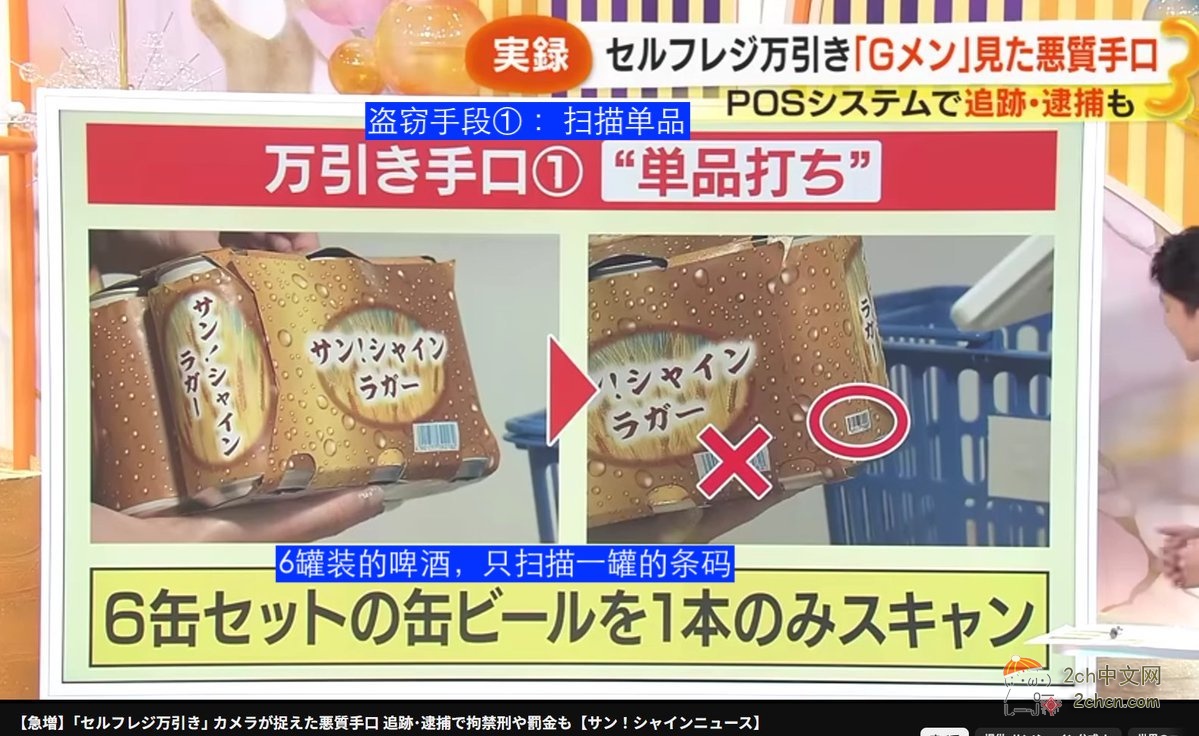 2ch：日本的电视台公布了日本小偷在自助收银台的盗窃手段