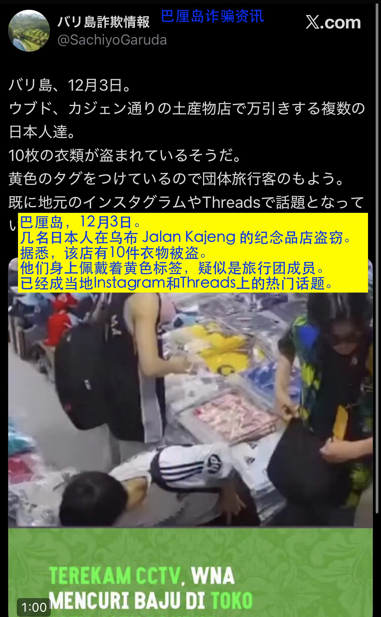 2ch：日本人在外国集体盗窃的视频火了