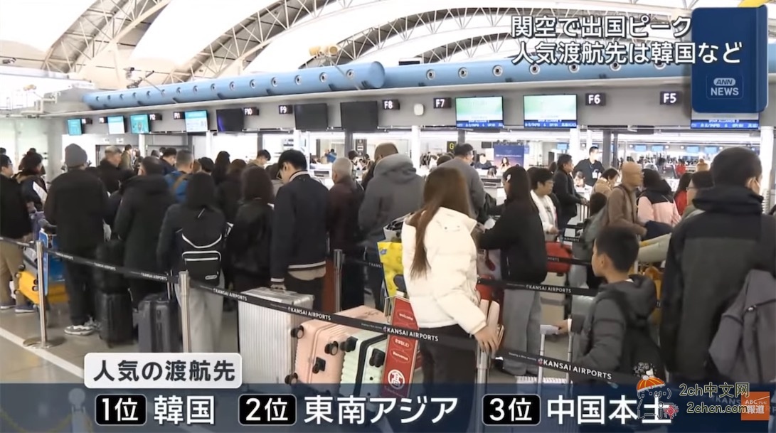日本关西机场出现出国热，最热门目的地是韩国、东南亚和中国大陆