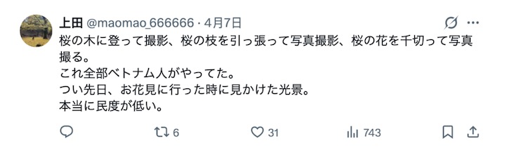 外国人在日本摇晃樱花树，中国游客躺着中枪