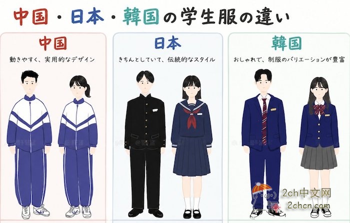 日本网民热议：这就是中国、韩国和日本的学生制服差异